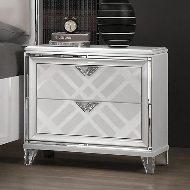 EMMELINE Night Stand w/ USB, White - Jay's Mattress Plus (NY)