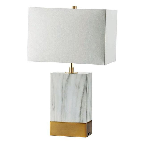 Faith White Marble/Gold 20"H White Marble Gold Table Lamp - Jay's Mattress Plus (NY)