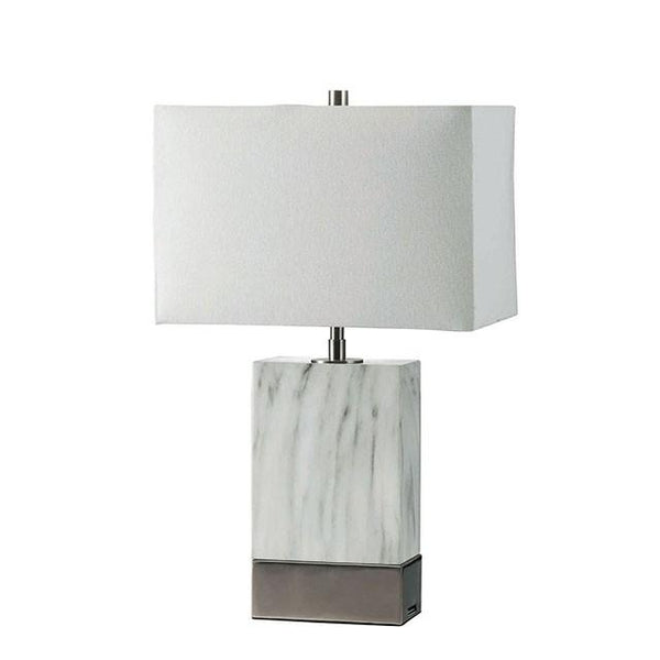 Faith White Marble/Silver 20"H White Marble Steel Table Lamp - Jay's Mattress Plus (NY)