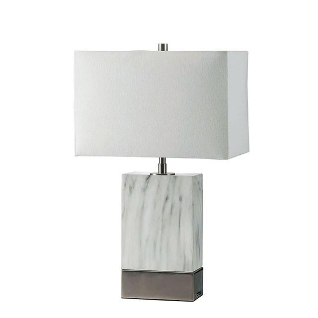 Faith White Marble/Silver 20"H White Marble Steel Table Lamp - Jay's Mattress Plus (NY)