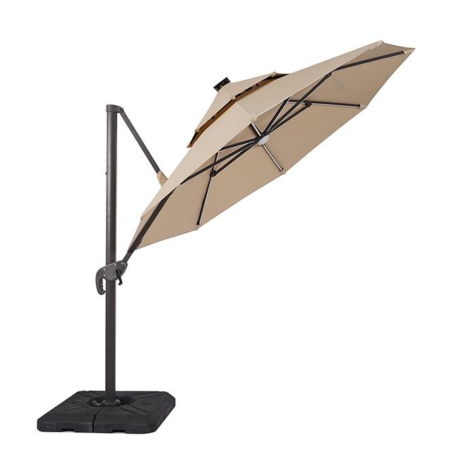 Fera 10 Ft Round Umbrella w/ LED Bulb + 37" Large Base - Jay's Mattress Plus (NY)
