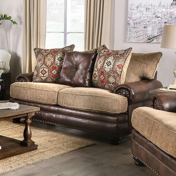 Fletcher Brown/Tan Love Seat - Jay's Mattress Plus (NY)