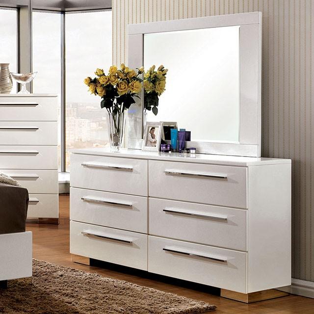 CLEMENTINE Glossy White Mirror - Jay's Mattress Plus (NY)
