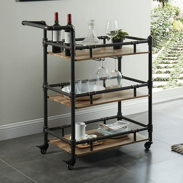 Aylmer Sand Black/Natural Serving Cart - Jay's Mattress Plus (NY)