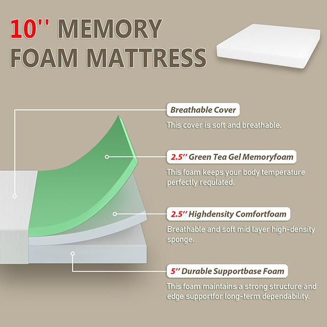 Forsythia 10" E.King Green Tea Gel Memory Foam - Jay's Mattress Plus (NY)