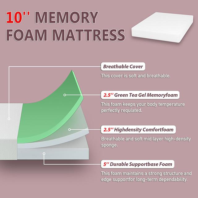Forsythia 10" Queen Green Tea Gel Memory Foam - Jay's Mattress Plus (NY)