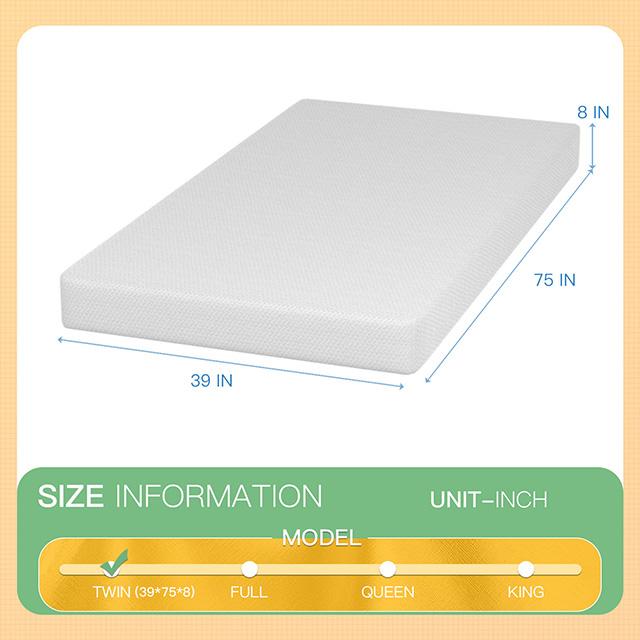 Forsythia 8" Twin Green Tea Gel Memory Foam - Jay's Mattress Plus (NY)