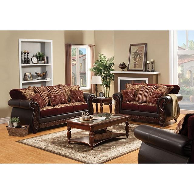 Franklin Burgundy/Espresso Sofa, Burgundy - Jay's Mattress Plus (NY)