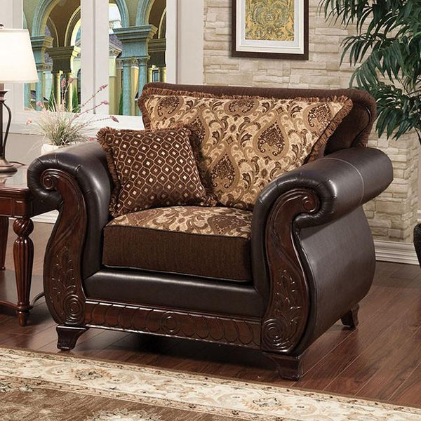 Franklin Dark Brown/Tan Chair With Pu In Brown - Jay's Mattress Plus (NY)