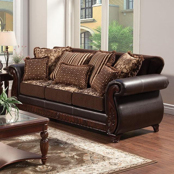 Franklin Dark Brown/Tan Sofa, Dark Brown - Jay's Mattress Plus (NY)