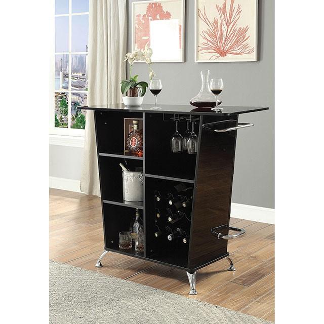 Fuero Black/Chrome Bar Table (K/D) - Jay's Mattress Plus (NY)