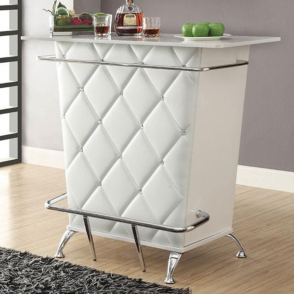 Fuero White/Chrome Bar Table (K/D) - Jay's Mattress Plus (NY)