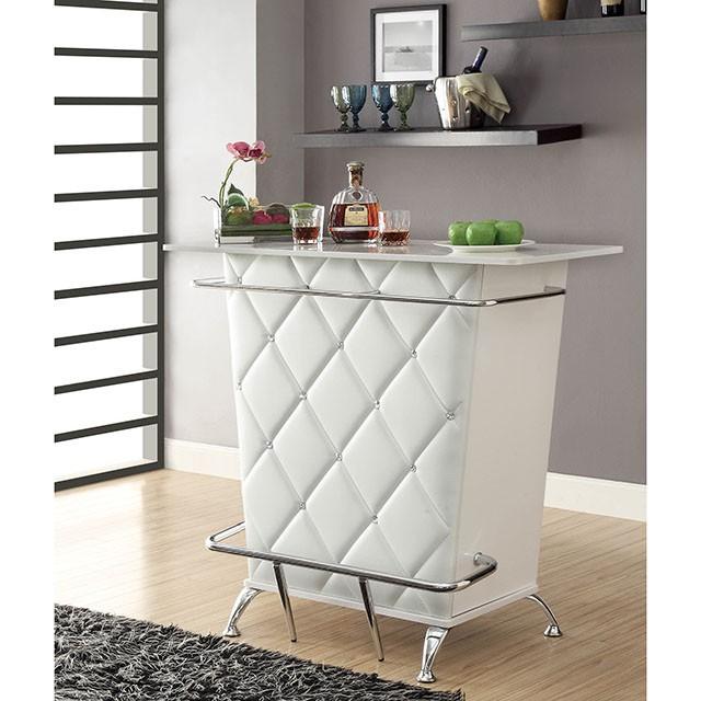 Fuero White/Chrome Bar Table (K/D) - Jay's Mattress Plus (NY)