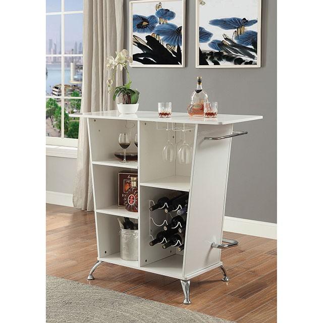 Fuero White/Chrome Bar Table (K/D) - Jay's Mattress Plus (NY)