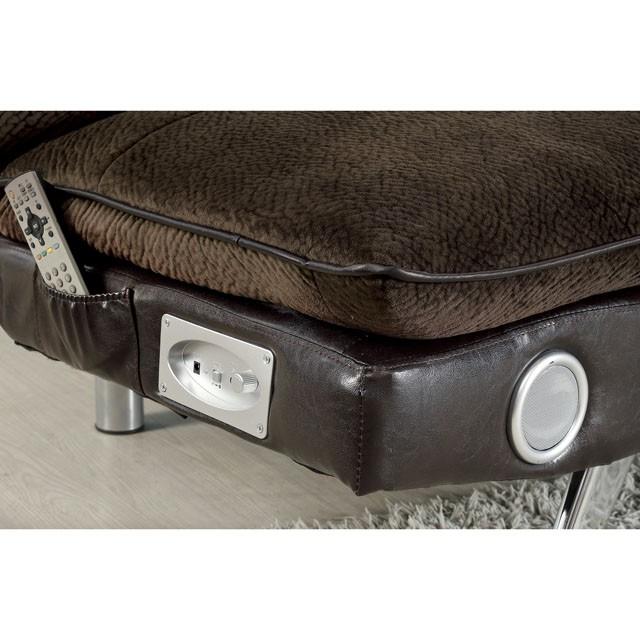 GALLAGHER Dark Brown/Chrome Futon Sofa w/ Bluetooth Speaker, Brown - Jay's Mattress Plus (NY)