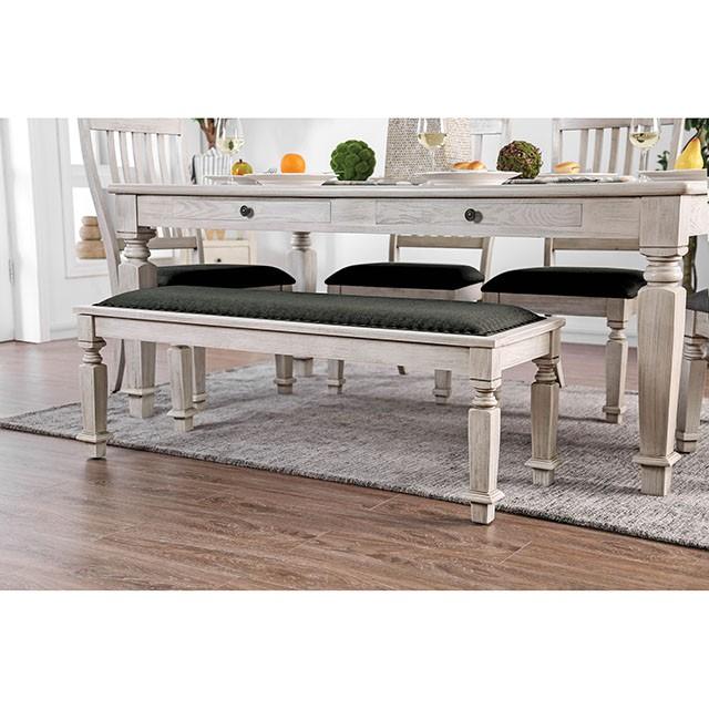 Georgia Antique White/Gray Bench - Jay's Mattress Plus (NY)