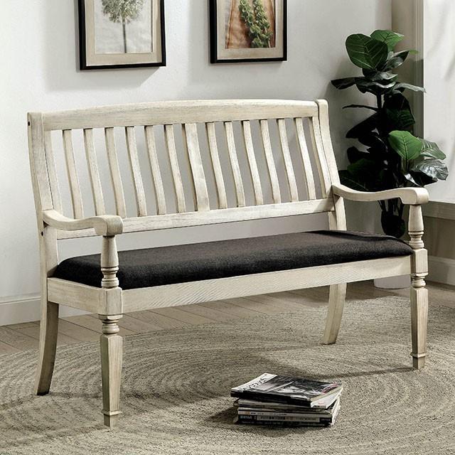 Georgia Antique White/Gray Love Seat Bench - Jay's Mattress Plus (NY)