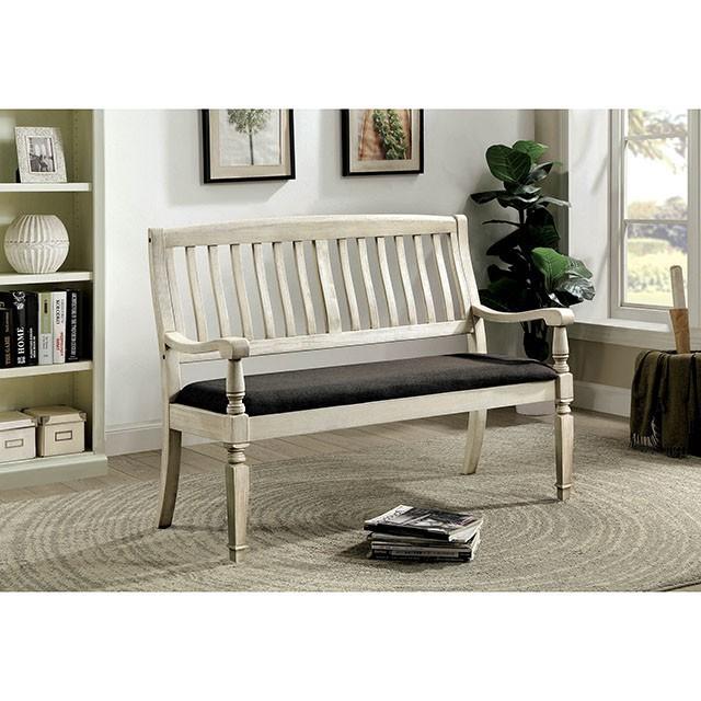 Georgia Antique White/Gray Love Seat Bench - Jay's Mattress Plus (NY)