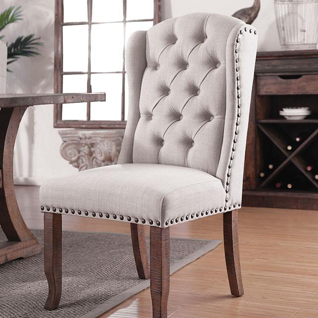 Gianna Rustic Pine/Ivory Wingback Chair (2/CTN) - Jay's Mattress Plus (NY)