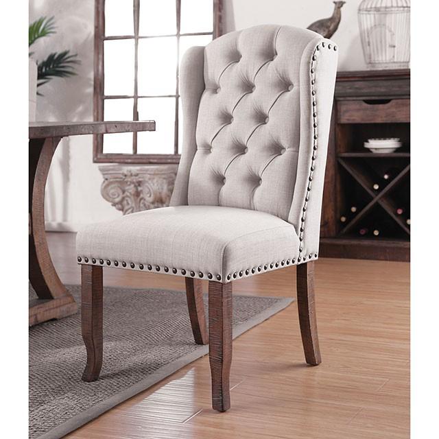 Gianna Rustic Pine/Ivory Wingback Chair (2/CTN) - Jay's Mattress Plus (NY)