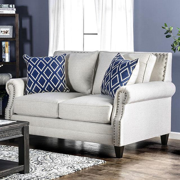Giovanni Beige/Blue Love Seat - Jay's Mattress Plus (NY)