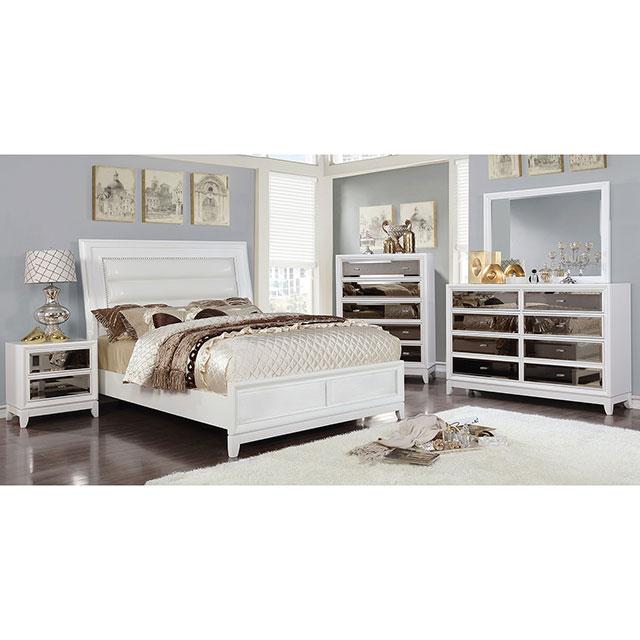 Golva E.King & Queen Bed White & Silver - Jay's Mattress Plus (NY)
