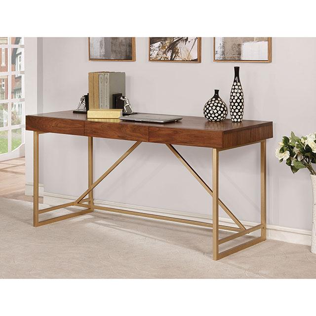 Halstein Light Walnut/Gold Desk - Jay's Mattress Plus (NY)