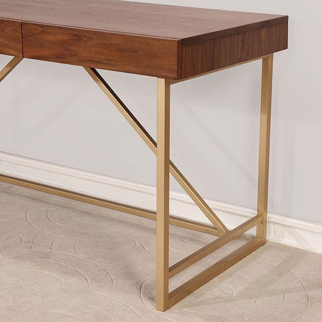 Halstein Light Walnut/Gold Desk - Jay's Mattress Plus (NY)