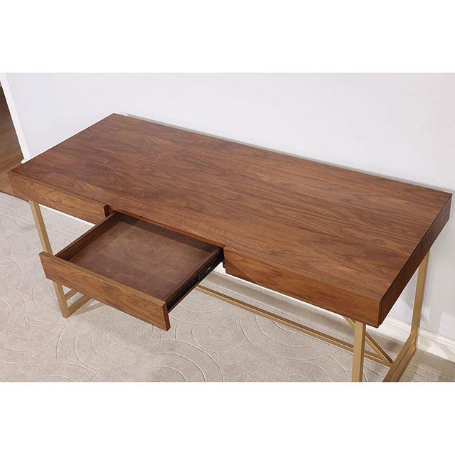 Halstein Light Walnut/Gold Desk - Jay's Mattress Plus (NY)