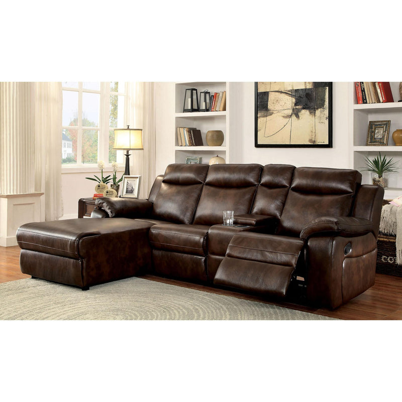 Hardy Brown Sectional w/ Console, Brown - Jay's Mattress Plus (NY)