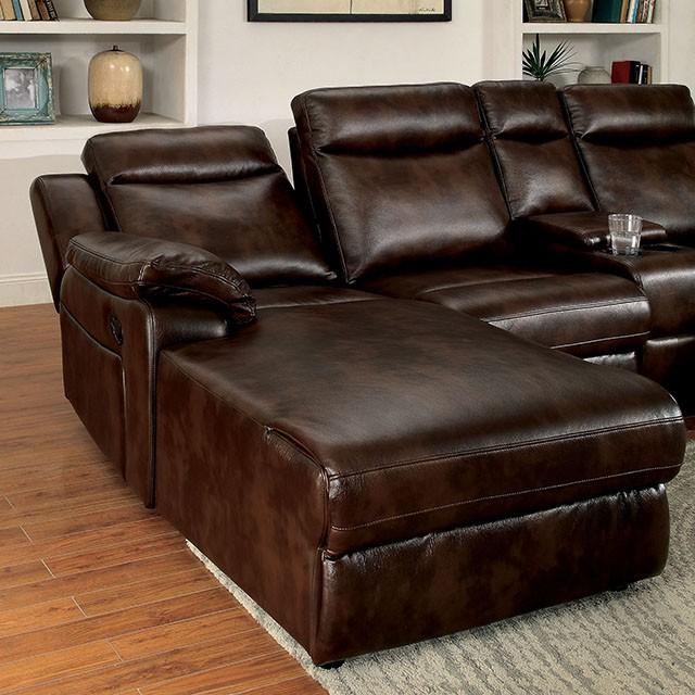 Hardy Brown Sectional w/ Console, Brown - Jay's Mattress Plus (NY)