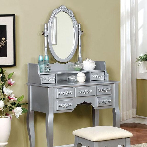 Harriet Silver Vanity w/ Stool - Jay's Mattress Plus (NY)