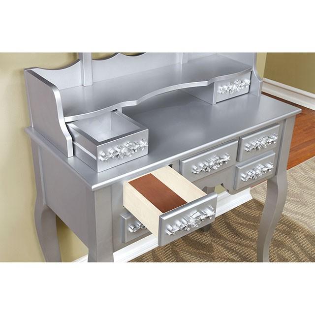 Harriet Silver Vanity w/ Stool - Jay's Mattress Plus (NY)