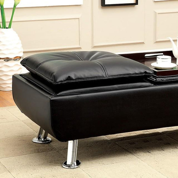 HAUSER II Black/Chrome Ottoman, Black - Jay's Mattress Plus (NY)