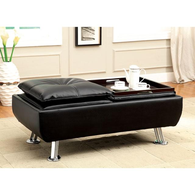 HAUSER II Black/Chrome Ottoman, Black - Jay's Mattress Plus (NY)