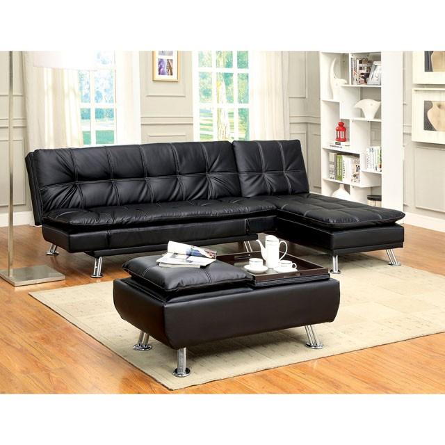 HAUSER II Black/Chrome Ottoman, Black - Jay's Mattress Plus (NY)