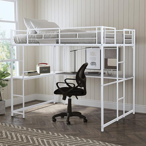 Cybill Full Loft Bed White, Silver, & Black - Jay's Mattress Plus (NY)