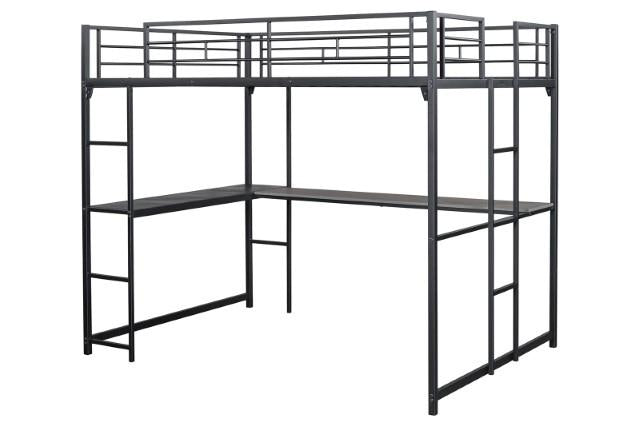 Cybill Full Loft Bed White, Silver, & Black - Jay's Mattress Plus (NY)