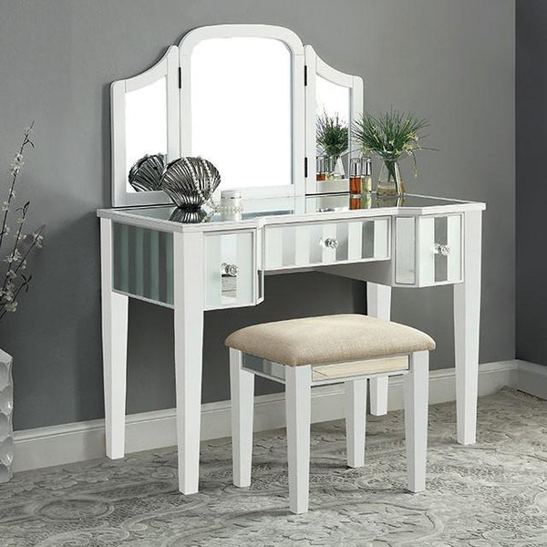 Cyndi White Vanity w/ Stool - Jay's Mattress Plus (NY)