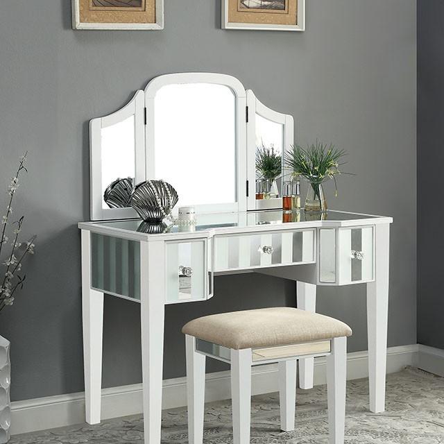 Cyndi White Vanity w/ Stool - Jay's Mattress Plus (NY)