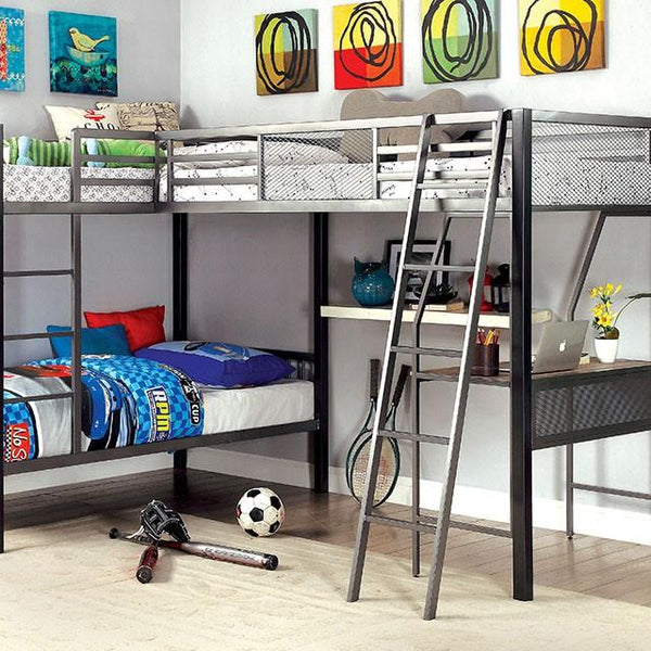 BALLARAT Silver Triple Twin Bunk Bed w/ Desk - Jay's Mattress Plus (NY)