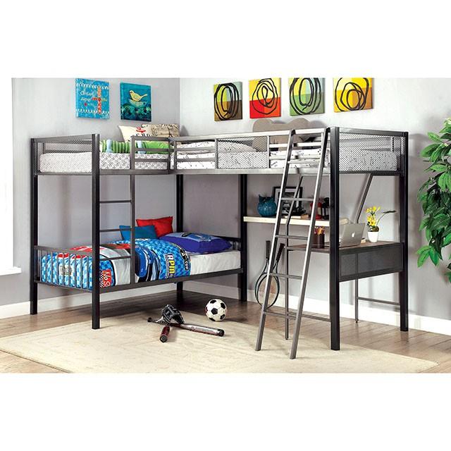 BALLARAT Silver Triple Twin Bunk Bed w/ Desk - Jay's Mattress Plus (NY)