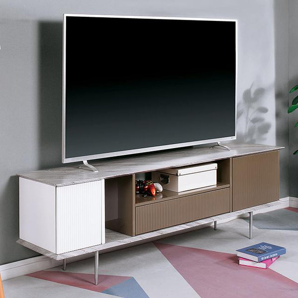 BLAIR 70" TV Console, White/Champagne/Gray - Jay's Mattress Plus (NY)