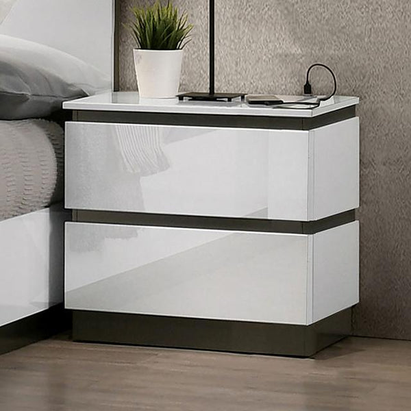 BIRSFELDEN Night Stand w/ USB, White - Jay's Mattress Plus (NY)