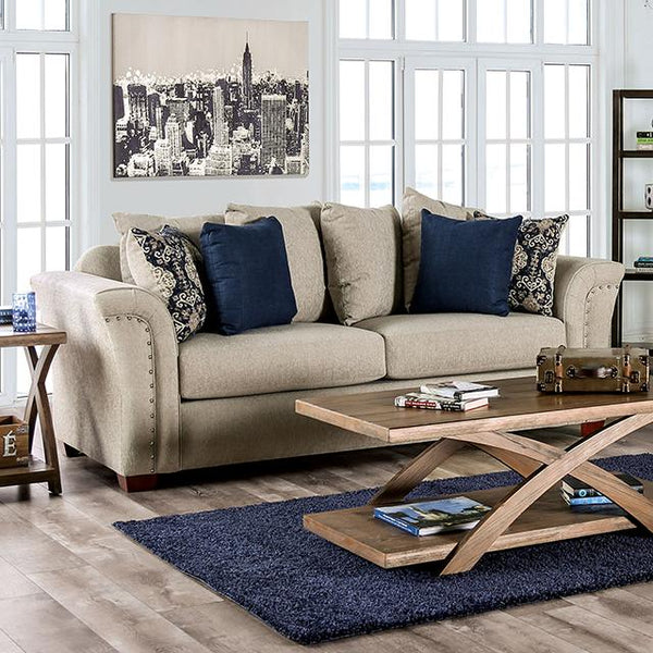 BELSIZE Sofa, Beige/Navy - Jay's Mattress Plus (NY)