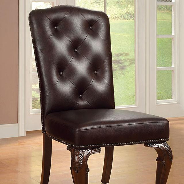Bellagio Brown Cherry/Pattern Leatherette Side Chair (2/CTN) - Jay's Mattress Plus (NY)