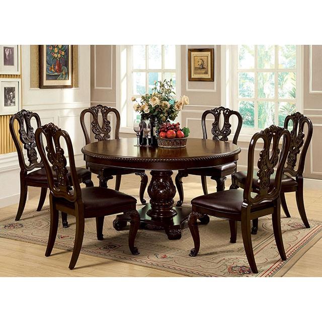 Bellagio Brown Cherry Round Dining Table - Jay's Mattress Plus (NY)