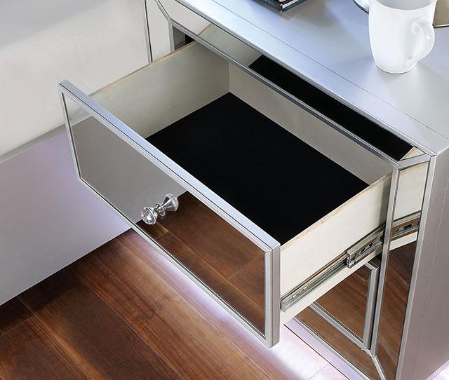BELLADONNA Night Stand w/ LED & USB, Silver - Jay's Mattress Plus (NY)