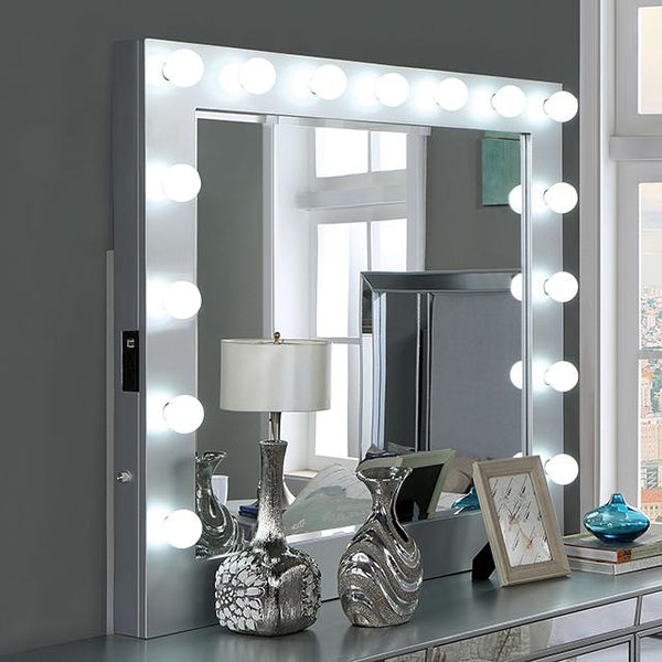 BELLADONNA Mirror w/ USB, Power, Light, Silver - Jay's Mattress Plus (NY)