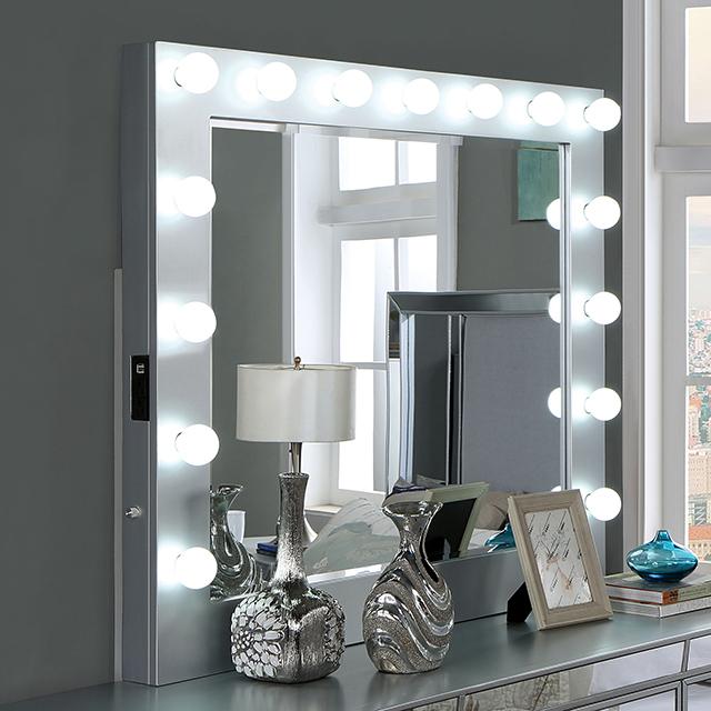 BELLADONNA Mirror w/ USB, Power, Light, Silver - Jay's Mattress Plus (NY)